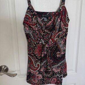 INC International Concepts Sparkly Red, Pink & Black Halter Top!